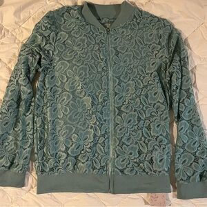 Emery Rose Teal Lace Detail Top